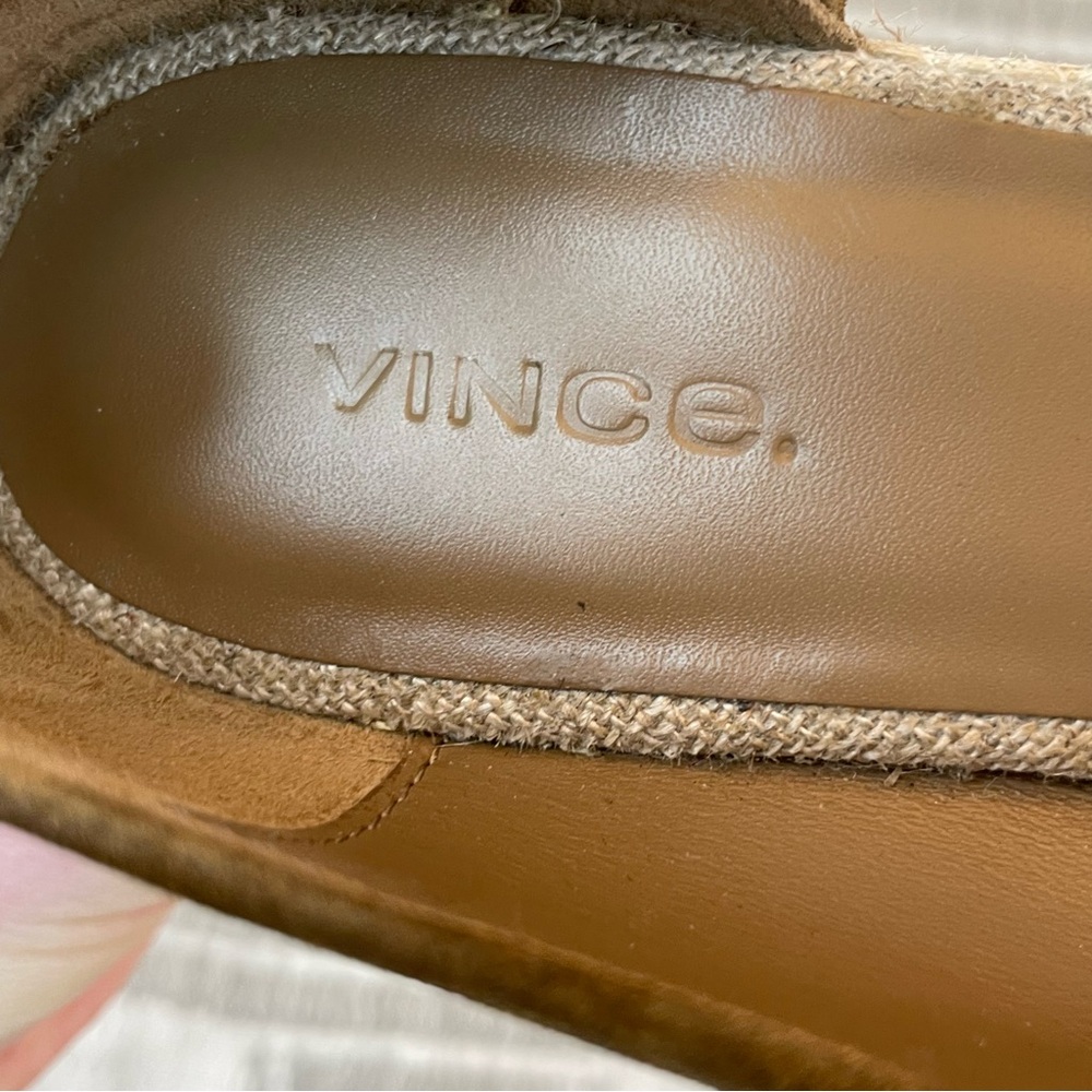 Vince Sonora Brown/Tan Suede Wedge Sandals 7.5 - Picture 6 of 8